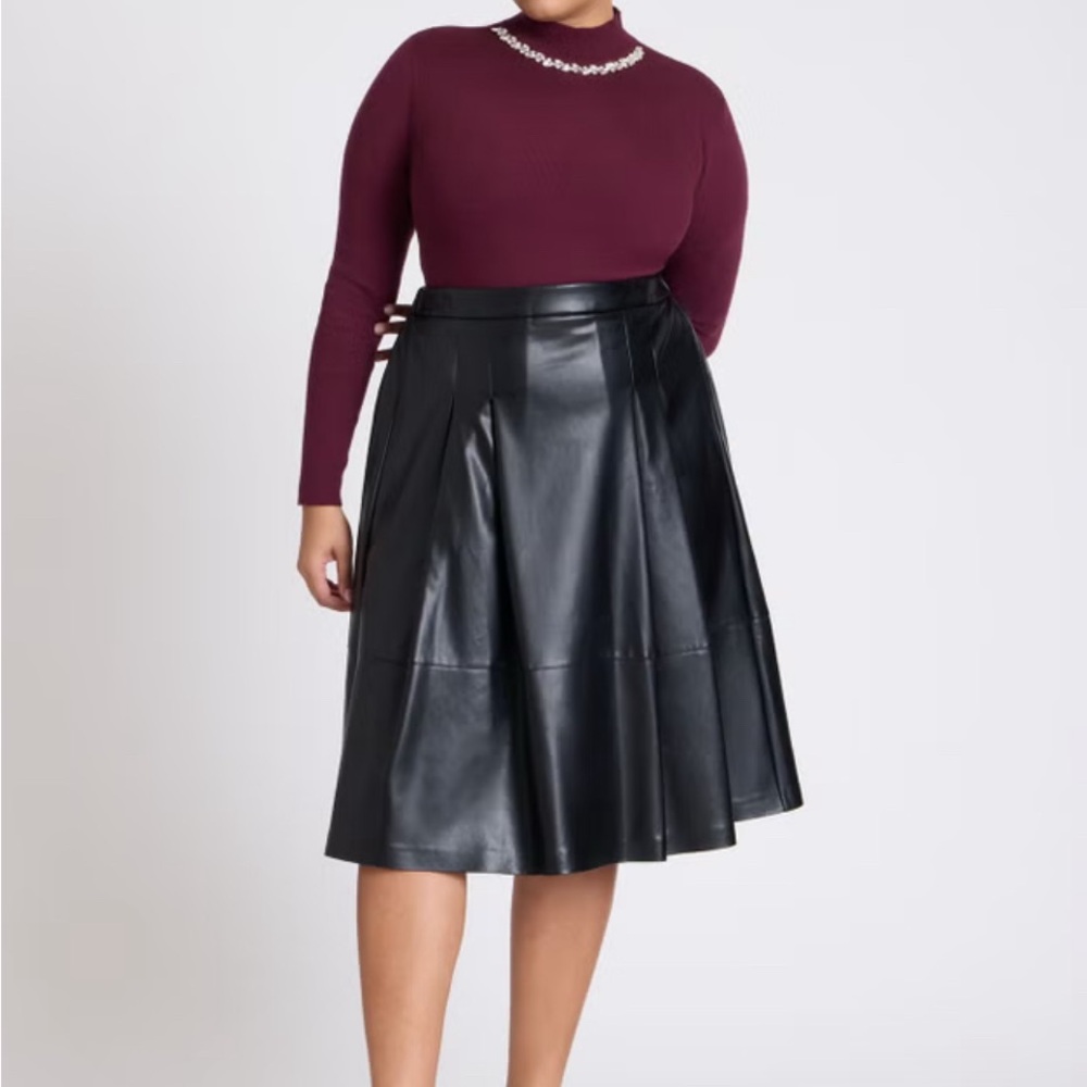 Eloquii Black Midi A-Line Wrap Skirt